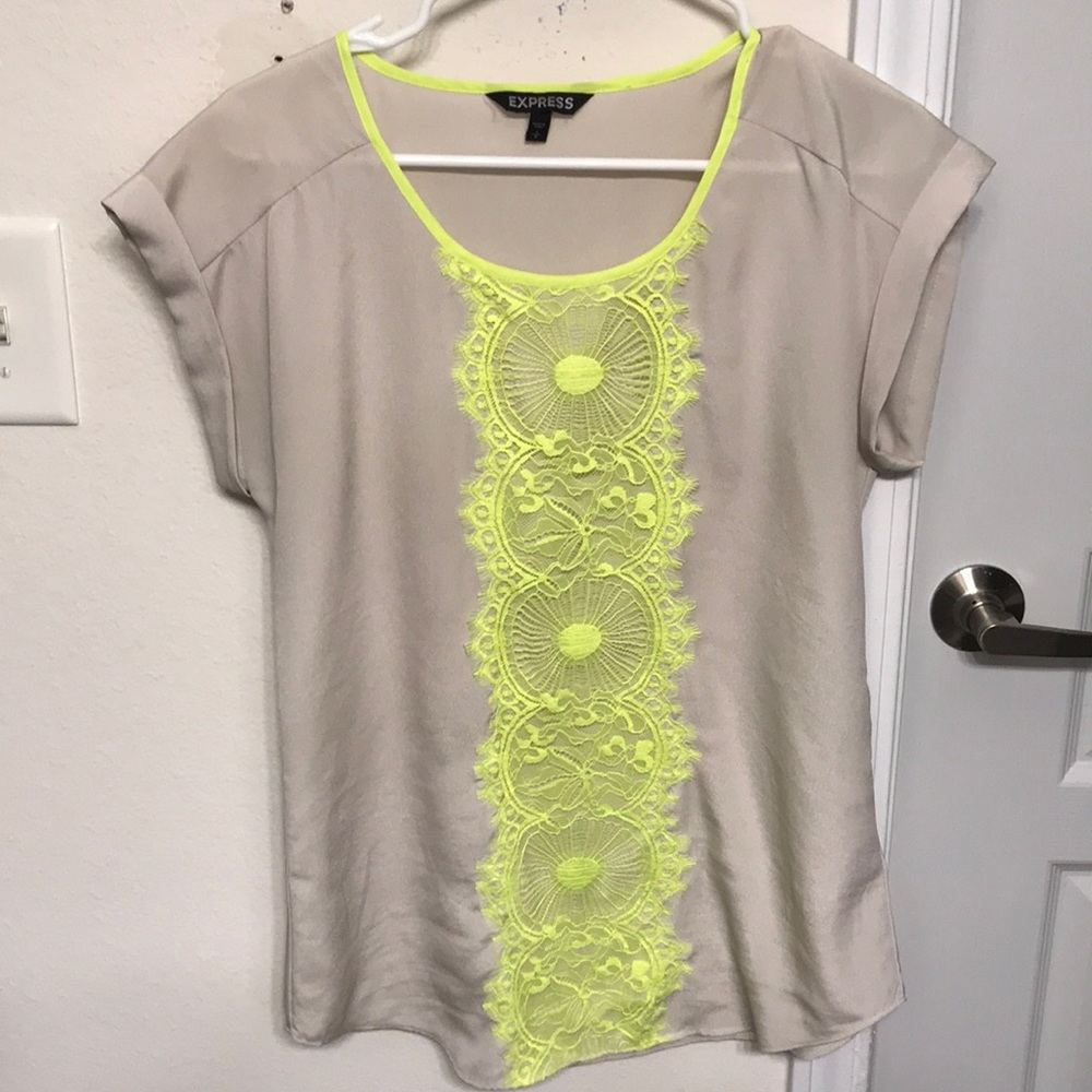 Beige top with yellow detailing